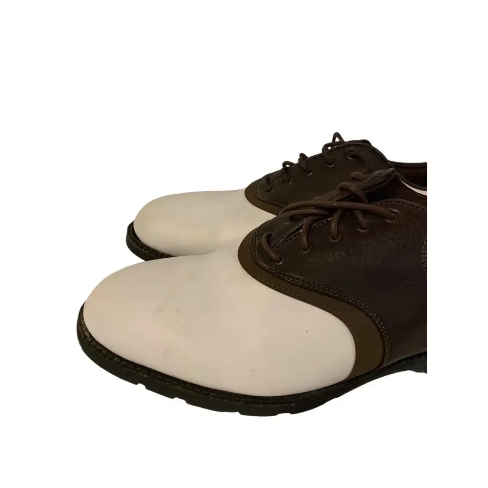 Size 7.5 Nike Golf Mens Waverly Last Cleats Lace Up Brown White Oxford Style